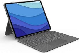 "Logitech Combo Touch iPad Pro 12.9" (5 kartos - 2021 m.) klaviatūros dėklas - nuimama klaviatūra su foniniu apšvietimu, "Click-Anywhere" bėgių takelis, išmanioji jungtis - vokiškas QWERTZ išdėstymas - pilkas