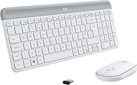 "Logitech MK470 Combo Slim" belaidės klaviatūros ir pelės rinkinys, 2,4 GHz ryšys per nano USB imtuvą, 10 m atstumas, 18 mėn. baterijos veikimo laikas, asmeninis / nešiojamasis kompiuteris, olandiškas QWERTY išdėstymas - balta / balta