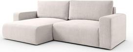 "Lookway Opera" kampinė sofa su miego funkcija ir lovos dėže, universali L formos sofa-lova su gulimuoju paviršiumi 125 x 205 cm, svetainės sofa (kreminė - Poso 100)