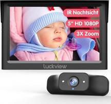 "Luckview" kūdikių automobilio veidrodėlis su 5 colių 1080P HD ekranu ir IR naktinio matymo funkcija, kūdikių kamera automobilio galinei sėdynei su 3X priartinimu, pasukama 360° kampu, lengvai montuojama, galinės sėdynės kameros ekranas