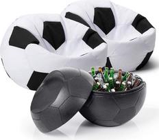 "Lumaland Fan-Lounge" 2 + 1 XXL futbolo pupelių maišas + futbolo vėsinimo dėžė su sėdynės funkcija 41 litrų gryno EM jausmo @Home Cool Box idealiai tinka kaip sėdynė vidaus ir lauko reikmėms