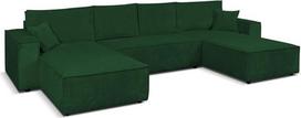 "MargaretHadas24" kampinė sofa, kupranugario U formos su miego funkcija, lovos dėžė, 390 cm, miegamasis plotas, 340 x 135 cm, XXL sofa Svetainė, kabinetas (Poso 14 - žalia)