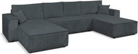 "MargaretHadas24" kampinė sofa, kupranugario U formos su miego funkcija, lovos dėžė, 390 cm, miegamasis plotas, 340 x 135 cm, XXL sofa Svetainė, kabinetas (Poso 60 - tamsiai pilka)