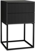 "Marle Graphite" naktinis staliukas - moderni naktinė spintelė su stalčiais ir juodu metaliniu rėmu - 40 x 65 x 38,5 cm (plotis x aukštis x gylis)