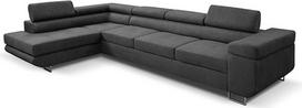 "Marlene IV" L formos kampinė sofa su reguliuojamais galvos atlošais ir miego funkcija Miegamojo lovos dėžė 347 cm kairėje (spalva: pilka "Vena 20")