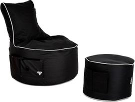 "Maverick" žaidimų rinkinys - "Bean Bag" kėdė su taburete / pėdute - juoda su įvairių spalvų vamzdeliais - "Bean Bag" su šoninėmis kišenėmis ir užtrauktuku pripildymui - puikiai tinka "Playstation PS4" / "Xbox 360" / "Xbox One" / "Nintendo