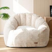 "MAXYOYOYO Giant Bean Bag" kėdė, didelių matmenų "Bean Bag" sofa suaugusiesiems ir vaikams, dirbtinio kailio kriauklės formos, didelis "Bean Bag" maišelis su užpildu, užpildytas didelis akcentas sofa, kėdė, grindų sofa žaidimams,