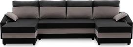 "Mebligo Sparta" U formos kampinė sofa su miegamąja funkcija juoda/pilka
