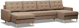 "Mebligo" - "Elma" kampinė sofa su miego funkcija ir lovos dėže, U formos sofa, ruda (Lux 2), 294 x 140 x 88 cm