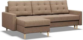 "Mebligo" - "Elma" kampinė sofa su miego funkcija ir lovos dėže, universali šoninė kampinė sofa, L formos (plotis x gylis x aukštis) 223 x 140 x 88 cm, svetainės sofa, kampinė sofa, ruda (Lux 2)