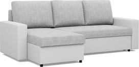 "Mebligo" - "Luna" kampinė sofa-lova su atlenkimo funkcija 140 x 231 cm kairėje arba dešinėje - 2 konteineriai - "Bonell" plunksnos - pilka ir balta