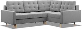 "Mebligo" - kampinė sofa su miego funkcija ir lovos dėže "Elma Bonell" spyruoklėmis, kampinė sofa su otomanu dešinėje, L formos sofa (plotis x gylis x aukštis) 223 x 172 x 92 cm, svetainės sofa, kampinė sofa, pilka (Lux 32)