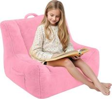 "MeMoreCool Bean Bag for Kids", patogus "Bean Bag" sofa su įdaru, pliušiniai pupų maišai mergaitėms ir berniukams, 60 x 55 x 55 cm, rožinės spalvos