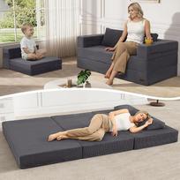 "MeMoreCool" sulankstoma sofa lova, sulankstoma sofa lova, be kaulų, sulankstoma vaikiška sofa ir miegamasis čiužinys su pagalve, patogi dvivietė svetainė, miegamasis, pilka