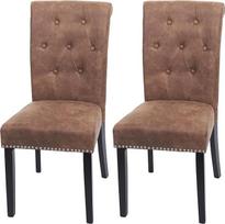 "Mendler Chesterfield II" valgomojo kėdės, virtuvės kėdės, kniedės, audinys / tekstilė, rudos spalvos, tamsios kojos, 2 vnt.