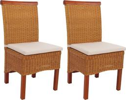 "Mendler" 2 pintų valgomojo kėdžių rinkinys M42 Rattan su sėdynės pagalvėle
