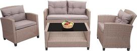 "Mendler" XXL poroloninio rotango HWC-F10 balkono / sodo / poilsio kambario komplektas Sofa kėdė su pagalvėle Spun Poly Grey / Brown