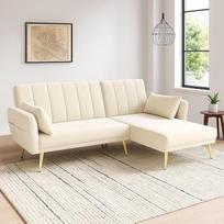"Merax" daugiafunkcinė kampinė sofa, L formos sofa-lova su miego funkcija, keičiama šezlongu, tinka svetainei, miegamajam, namų kinui, svečių kambariui (smėlio spalvos, 191,5 x 130,5 x 80 cm)