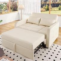 "Merax" dvivietė sofa-lova su miego funkcija, futono užvalkalas, sulankstoma sofa, sofa-lova, reguliuojama nugarėlė, idealiai tinka mažiems butams ir studentų bendrabučiams, smėlio spalvos, 127 x 75-180 cm