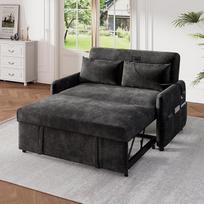 "Merax" išskleidžiama dvivietė sulankstoma sofa-lova su miego funkcija, reguliuojamu atlošu, 2 pagalvėlėmis, šoninėmis kišenėmis, mobiliojo telefono laikikliu, USB įkrovimo prievadu, skirta svetainei, miegamajam, pilka