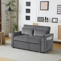 "Merax" sulankstoma sofa-lova Daugiafunkcinė sofa-lova su miego funkcija, puodelio laikiklis ir pagalvė, idealiai tinkanti svetainei, miegamajam ir namų kinui, pilka