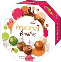 "merci Lovelies Classic" - 1 x 185 g - Šokolado dėžutė su 5 įdarytais šokolado skanėstais - šokolado rutuliukai, kuriais galima dalytis ir dovanoti