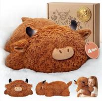 "Mewaii" sveriamas pliušinis žaislas, gyvūnai, Aukštumų karvė, 58 cm, 1,8 kg, "Kawaii" pliušinis žaislas vaikams, patogus ir minkštas žaislas moterims ir vyrams