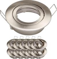 "Mextronic" lubų montavimo žiedas GU10: 10x montavimo rėmelių GU10 rinkinys Satin Nickel 818-SN Skersmuo 65 mm IP20, skirtas GU10 LED prožektoriams, LED prožektoriams, įprastiems halogeniniams prožektoriams