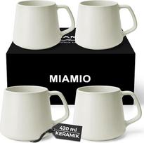 "MIAMIO" - 4 puodelių rinkinys (420 ml), skirtas kavai, arbatai, espresui, kavos puodeliams - galima naudoti mikrobangų krosnelėje ir plauti indaplovėje - "Luxe Collection" (balta)