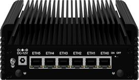 "Micro Firewall N150" mini kompiuteris be ventiliatoriaus, DDR5, 8GB RAM, 128GB SSD, maršrutizatoriaus įrenginys, palaikoma OS, OPNsense, 6 x 2.5Gbe i226-V Ethernet, TF, C tipo, AES-NI