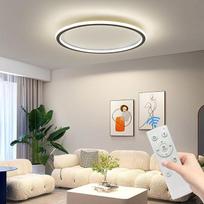 "Mikeru" LED lubų šviestuvas 40 cm apvalaus skersmens - modernus reguliuojamo apšvietimo lubų šviestuvas su nuotolinio valdymo pulteliu (3000 K - 6000 K) - juodas akrilas svetainei, miegamajam, virtuvei, valgomajam - energiją taupantis LED apšvietimas