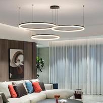 "Mikeru" modernus LED pakabinamas šviestuvas, 40 cm + 60 cm + 80 cm, juodas, reguliuojamo aukščio pakabinamas šviestuvas, reguliuojamas apšvietimas, reguliuojamas apšvietimas, 10-100 %, valgomojo kambario apšvietimas su atminties funkcija ir 3 spalvų žibi