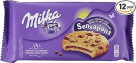 "Milka Sensations Inside Chocolate Cookie" su šokolado drožlėmis ir šokoladiniu kremo įdaru 12 x 156 g