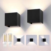 "Mille Lucciole" sieninis šviestuvas su keičiama G9 LED lempa, neutralios baltos spalvos, 4000 K, reguliuojamas spindulio kampas, lauko apšvietimas, aliumininis LED sieninis šviestuvas, vidaus / lauko, 2 vnt., juodas