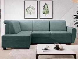 "Milo" L formos kampinė sofa "Mint" - 235 x 90 x 157 cm - sofa-lova su lovos dėže ir miego funkcija - kampinė sofa su laikymo vieta - kairė - "Soro 34" audinys