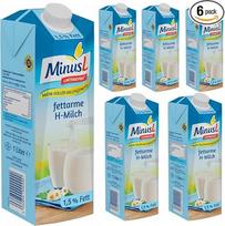"MinusL" pienas Ilgaamžis pienas be laktozės 1,5 % riebumo 1000 ml x 6 vnt. su "Pufai" nemokama staigmena