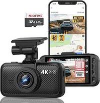 "Miofive 4K Dashcam Car GPS", "WiFi" automobilinė kamera, "Bluetooth", automobilio prietaisų skydelio kamera 5,8 GHz, 3 colių IPS ekranas, naktinis matymas, įrašymas kilpa, HDR, valdoma programėle, iki 512GB, suderinama su nemokama 32GB kortele