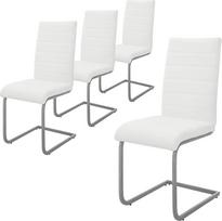 "ML-Design" valgomojo kambario kėdės, 4 vnt., baltos spalvos, supamoji kėdė, konsolinė kėdė su aukštu atlošu, ergonomiškos virtuvės kėdės iš dirbtinės odos ir metalo, modernios minkštos kėdės prie valgomojo stalo ir
