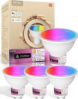 "MOES Matte Alexa" išmanioji lemputė GU10, "WiFi" RGB LED lempa, reguliuojamas apšvietimas, 2700K-6500K šilta balta ir šalta balta, muzikos sinchronizavimas, 16 milijonų spalvų, suderinama su "Apple Home", "Alexa" ir "Google Home", 4 vnt.
