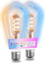 "MOES Matte" išmanioji "Alexa" lemputė "E27 Vintage", "WiFi" RGB LED lempa, reguliuojama, 5 W, 2700K-6500K šilta ir šalta balta spalva, Edisono siūlas, 16 milijonų spalvų, "Apple Home", "Alexa" ir "Google Home", 2 vnt.