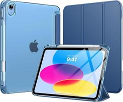 "MoKo" dėklas "iPad" (A16) 11 kartos 11 colių 2025, "iPad" 10 kartos 10,9 colių 2022 su pieštuko laikikliu, plonas lengvas tripakopis apsauginis dėklas su kieto kompiuterio permatoma nugarėle, tamsiai mėlynas