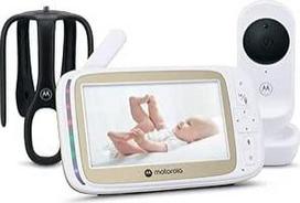 "Motorola Nursery VM45 Connect" kūdikių monitorius su "WiFi" kamera ir 5 colių monitoriumi, 720p HD vaizdas, domofonas, temperatūros kontrolė, "Stargrip" lovytės laikiklis, didelis atstumas