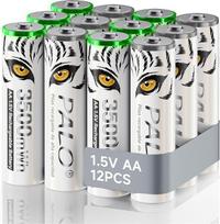 "Mspalocell" ličio AA baterijos, įkraunamos 1,5 V 3500 mWh, "Tiger Print" greito įkrovimo AA baterijos, mažo savaiminio išsikrovimo, su įkrovimo lemputėmis, 1500+ ciklų, 12 baterijų pakuotė su baterijų dėžute