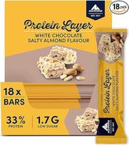 "Multipower Protein Layer" baltyminis batonėlis - 18 x 50 g baltyminių batonėlių dėžutė - mažai kalorijų turintis energinis batonėlis - sūrus migdolų