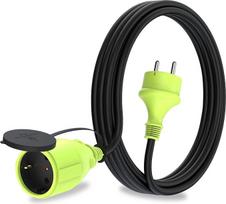 "MutecPower Schuko" prailginimo kabelis lauko sąlygomis IP44 H05RR-F3G 1,5 mm² lauko sąlygomis su apsauginiu kontaktiniu lizdu ir "Schuko" lizdu 3 m juodas / žalias