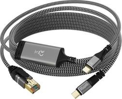 "Mygatti" USB-C+100W PD-Eterneto adapteris (3 metrai), 1Gbps Gigabit Type C to RJ45 LAN tinklo adapteris su maitinimo šaltiniu - suderinamas su nešiojamuoju kompiuteriu, "MacBook Pro/Air", "Dell XPS", "iPad Pro", "iPhone15/Pro
