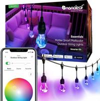 "Nanoleaf" išmanusis LED pasakų žibintų lauko 15 m pradinis rinkinys - 20 reguliuojamų RGBICW brangakmenių lempučių, IP65 vandeniui atsparus, WiFi valdymas programėle ir balsu (Matte Alexa Siri Apple Google Home) Balkonas Sodas Šalis