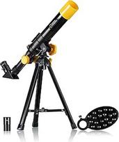 "National Geographic Lens Telescope" 40/400 stalo teleskopas vaikams su AZ laikikliu, 2 okuliarais, integruotu kompasu ir išmaniojo telefono laikikliu, juodas, 9140400