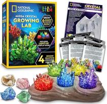 "National Geographic Mega Crystal Growing Kit for Kids" - 6 kristalų auginimas su šviesos stovu, mokslinė dovana 8-12 metų vaikams, eksperimentas su kristalais, mėtų rinkinys berniukams ir mergaitėms