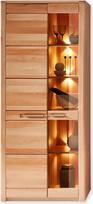"Nature ONE" vitrina iš medžio masyvo, buko medienos, iš dalies sertifikuota FSC - moderni vitrina su LED apšvietimu ir daug vietos - 85 x 203 x 40 cm (plotis x aukštis x gylis)